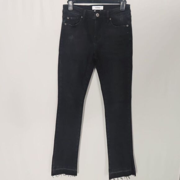 Pistola Black Straight Leg Raw Hem Ankle Slits Size 27 - Picture 4 of 5